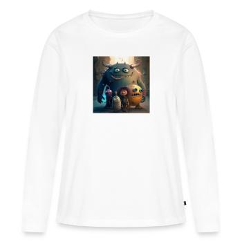 Freundliche Monster - Frauen Premium Bio Langarmshirt - Weiß - Vorne - Julia (174cm)