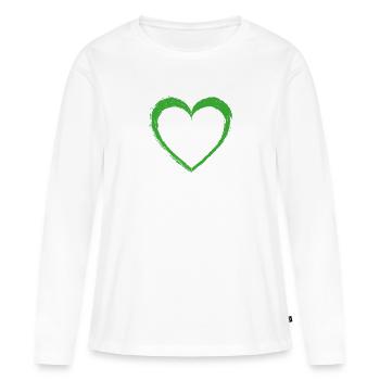 Grünes Herz - Frauen Premium Bio Langarmshirt - Weiß - Vorne - Julia (174cm)