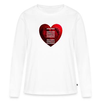 Déclaration d’amour cryptée en code binaire - T-shirt manches longues Premium bio Femme - blanc - Devant - Julia (174cm)