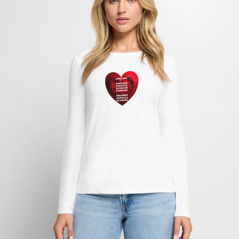 Encrypted declaration of love in binary code Women's Premium Organic Long Sleeve Shirt