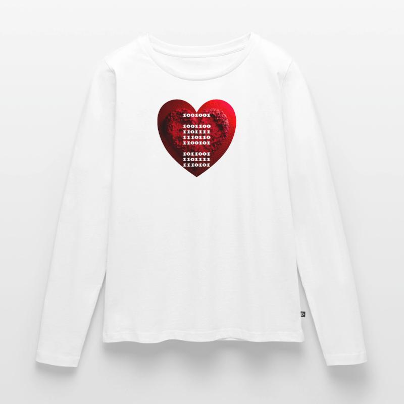 Encrypted declaration of love in binary code Women's Premium Organic Long Sleeve Shirt