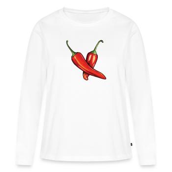 Hot Red Chili Pod Jalapenos Mexique Chaud - T-shirt manches longues Premium bio Femme - blanc - Devant - Julia (174cm)