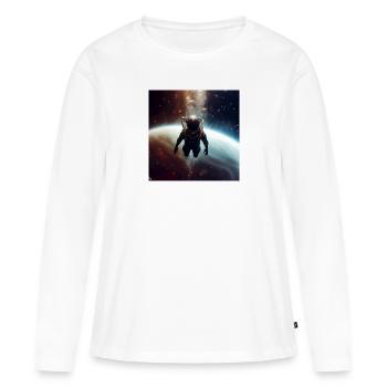 Un astronaute dans des bulles spatiales près de l’ISS - T-shirt manches longues Premium bio Femme - blanc - Devant - Julia (174cm)