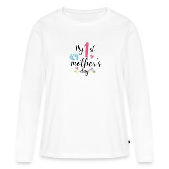 Ma première fête des mères en tant que maman - T-shirt manches longues Premium bio Femme - blanc - Devant - Julia (174cm)