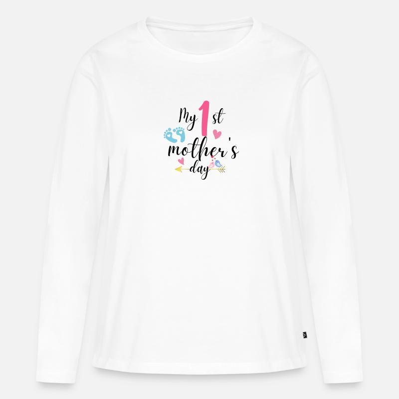 Mein erster Muttertag als Mutter - Frauen Premium Bio Langarmshirt - Weiß