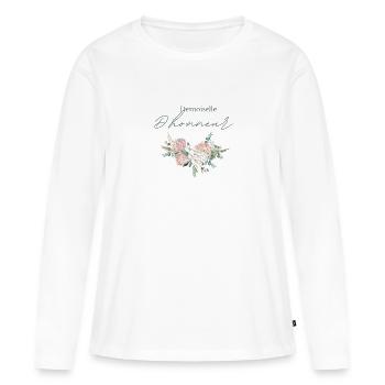 Demoiselle d’honneur floral - T-shirt manches longues Premium bio Femme - blanc - Devant - Julia (174cm)
