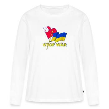 Stop War - Frauen Premium Bio Langarmshirt - Weiß - Vorne - Julia (174cm)