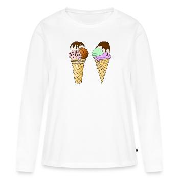 Eis - Frauen Premium Bio Langarmshirt - Weiß - Vorne - Julia (174cm)