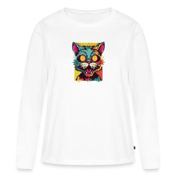 Horror Gruseliger Zombie cat2 - Frauen Premium Bio Langarmshirt - Weiß - Vorne - Julia (174cm)