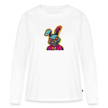 Retro Horror Scary Zombie Bunny - T-shirt manches longues Premium bio Femme - blanc - Devant - Julia (174cm)