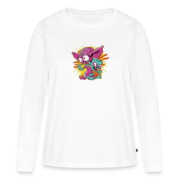 Retro-Stil 90er Jahre Cartoon-Comic-Figur - Frauen Premium Bio Langarmshirt - Weiß - Vorne - Julia (174cm)