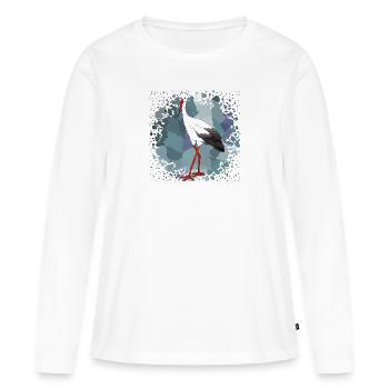 Cigogne - T-shirt manches longues Premium bio Femme - blanc - Devant - Julia (174cm)