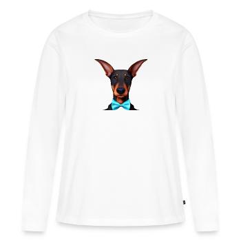 Doberman Chien Doberman Dresseur Doberman Chiot Doberman - T-shirt manches longues Premium bio Femme - blanc - Devant - Julia (174cm)
