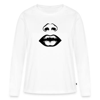 Lèvres, bouche, baisers lèvres - T-shirt manches longues Premium bio Femme - blanc - Devant - Julia (174cm)