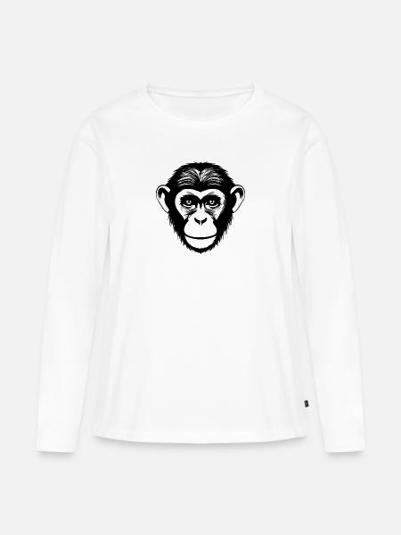 Affe Affen Affengesicht Dschungel - Frauen Premium Bio Langarmshirt - Weiß