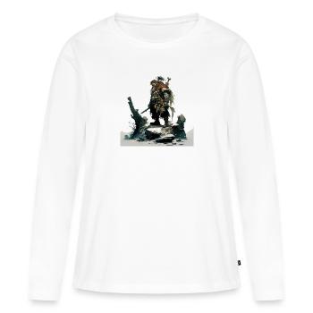 Guerrier nain - T-shirt manches longues Premium bio Femme - blanc - Devant - Julia (174cm)