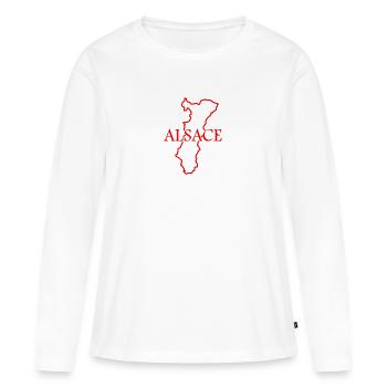 Carte de l’Alsace - T-shirt manches longues Premium bio Femme - blanc - Devant - Julia (174cm)
