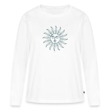 Géométrie Sacrée Yoga Soleil Face - T-shirt manches longues Premium bio Femme - blanc - Devant - Julia (174cm)
