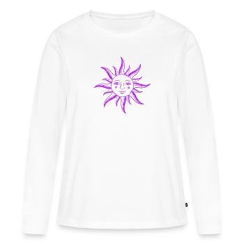 Soleil Face Sacrée Géométrie Yoga Spirituel - T-shirt manches longues Premium bio Femme - blanc - Devant - Julia (174cm)