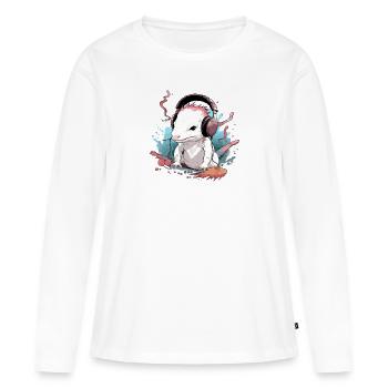 Axo l'axolotl audiophile - T-shirt manches longues Premium bio Femme - blanc - Devant - Julia (174cm)