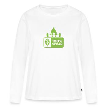 Veganer Stil mit Herz: Einzigartiges Design - Frauen Premium Bio Langarmshirt - Weiß - Vorne - Julia (174cm)
