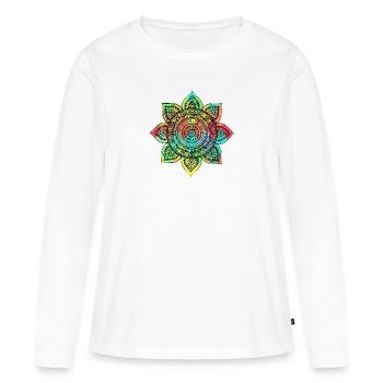 Mandala - T-shirt manches longues Premium bio Femme - blanc - Devant - Julia (174cm)