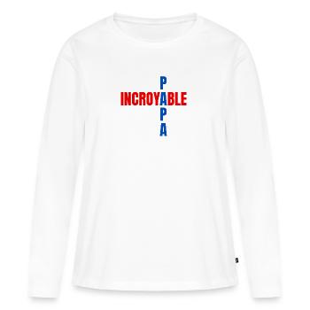 Papa incroyable - T-shirt manches longues Premium bio Femme - blanc - Devant - Julia (174cm)