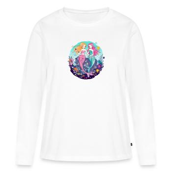 Miki et mina les sirènes - T-shirt manches longues Premium bio Femme - blanc - Devant - Julia (174cm)