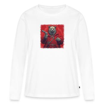 Présenter une citation drôle Joyeux Panda Mammifère Drôle - T-shirt manches longues Premium bio Femme - blanc - Devant - Julia (174cm)