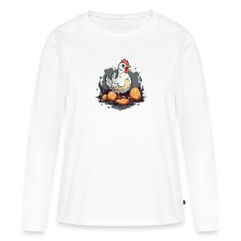 Joo the hen - Women's Premium Organic Long Sleeve Shirt - white - Front - Julia (174cm)