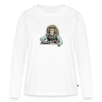 Diko der Löwe Deejay - Frauen Premium Bio Langarmshirt - Weiß - Vorne - Julia (174cm)