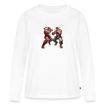Conceptions dynamiques de style Streetfighter pour le combat - T-shirt manches longues Premium bio Femme - blanc - Devant - Julia (174cm)