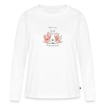 Slow down and do Yoga Lama - Women's Premium Organic Long Sleeve Shirt - white - Front - Julia (174cm)