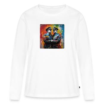 Bobby Love - T-shirt manches longues Premium bio Femme - blanc - Devant - Julia (174cm)