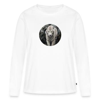 Tigre blanc - T-shirt manches longues Premium bio Femme - blanc - Devant - Julia (174cm)