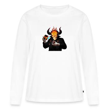 Horned skull | manipulating his puzzle cubes - Women's Premium Organic Long Sleeve Shirt - white - Front - Julia (174cm)