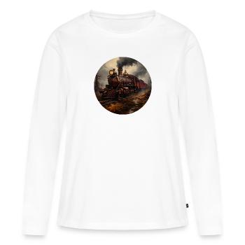 Alte Dampflok - Frauen Premium Bio Langarmshirt - Weiß - Vorne - Julia (174cm)