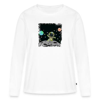 astronaute bleu vert grunge - T-shirt manches longues Premium bio Femme - blanc - Devant - Julia (174cm)