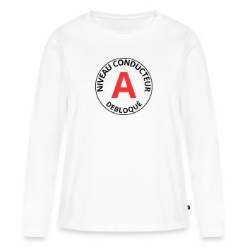 Jeune permis - T-shirt manches longues Premium bio Femme - blanc - Devant - Julia (174cm)