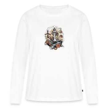 The captain's anchor - Women's Premium Organic Long Sleeve Shirt - white - Front - Julia (174cm)