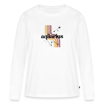 Aquarius horoscope rétro - T-shirt manches longues Premium bio Femme - blanc - Devant - Julia (174cm)