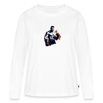 boxeur musclé - T-shirt manches longues Premium bio Femme - blanc - Devant - Julia (174cm)