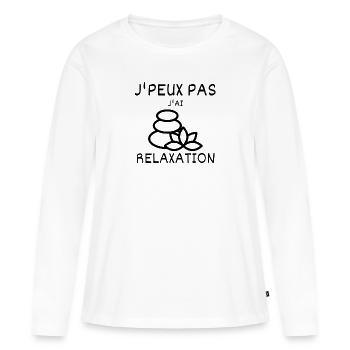 J' Peux Pas j'ai relaxation - T-shirt manches longues Premium bio Femme - blanc - Devant - Julia (174cm)