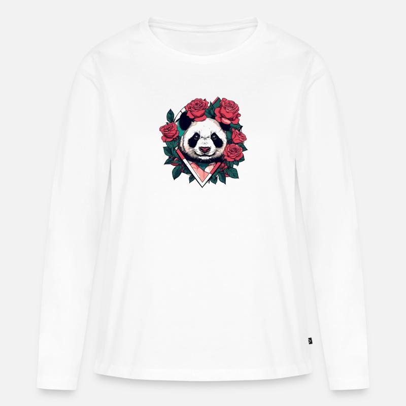 Panda - Frauen Premium Bio Langarmshirt - Weiß