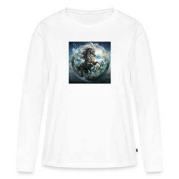 Wassermann Pferd - Frauen Premium Bio Langarmshirt - Weiß - Vorne - Julia (174cm)