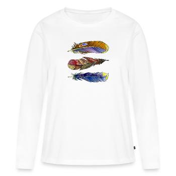Feder - Frauen Premium Bio Langarmshirt - Weiß - Vorne - Julia (174cm)