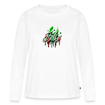 Style italien - T-shirt manches longues Premium bio Femme - blanc - Devant - Julia (174cm)
