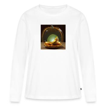 À l’intérieur par une gourde en verre - T-shirt manches longues Premium bio Femme - blanc - Devant - Julia (174cm)