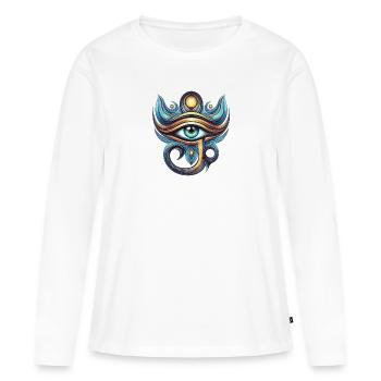 Femilia - Eye of Horus - Œil oudjat - T-shirt manches longues Premium bio Femme - blanc - Devant - Julia (174cm)