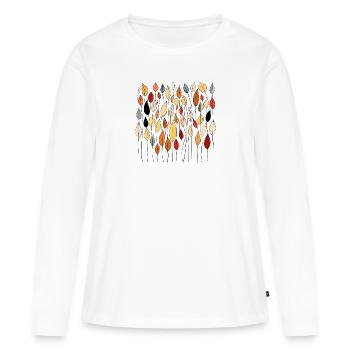 Autumn Leaves Motif - Women's Premium Organic Long Sleeve Shirt - white - Front - Julia (174cm)